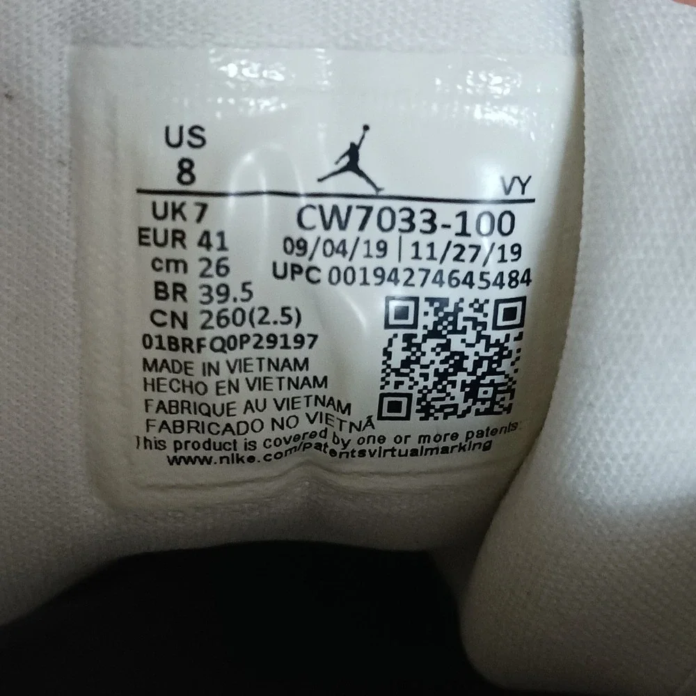 Air Jordan 1 Low White Multi Color Swoosh Men's Sneakers Shoes Size 8